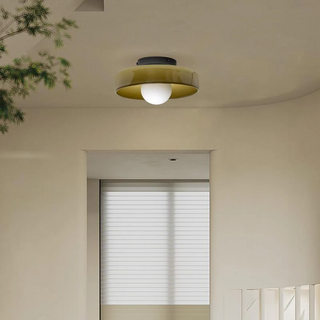 Modern Round Flush-Mount Ceiling Light with Translucent Circular Shade