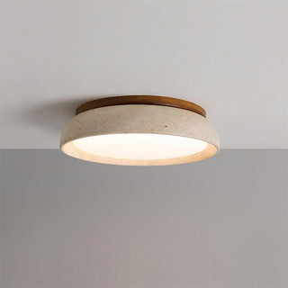 Round LED Ceiling Lamp with Travertine Frame