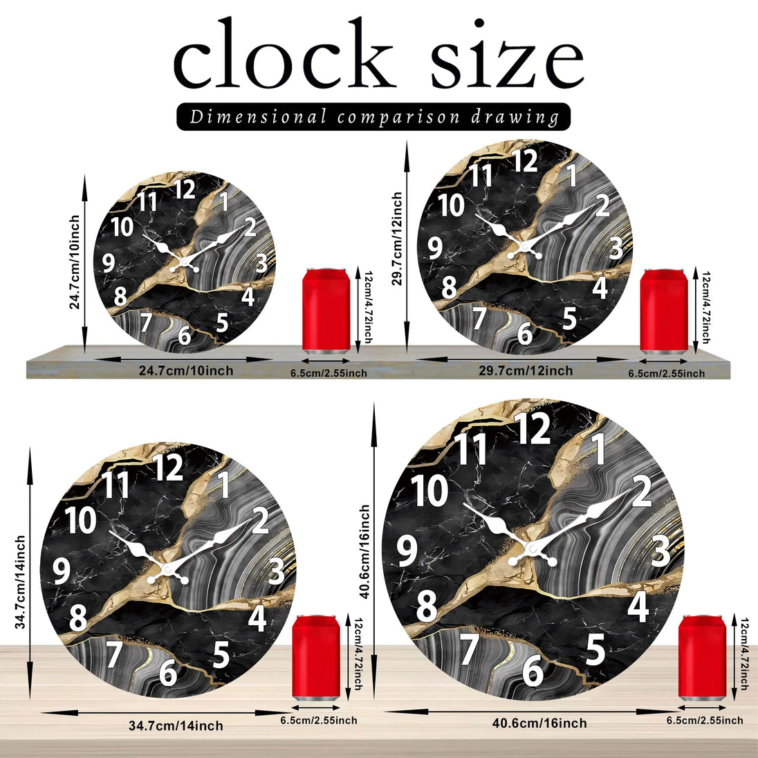 Marble-Effect Wall Clock – detail view