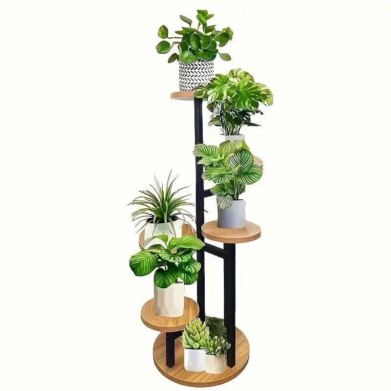 Round Six-Tier Wooden Plant Stand
