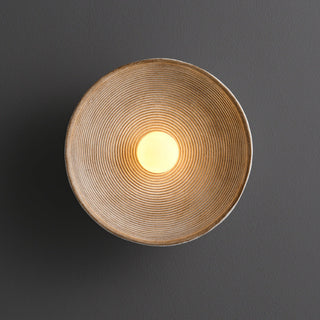 Round Wall Light LED with Textured Wood Ring
