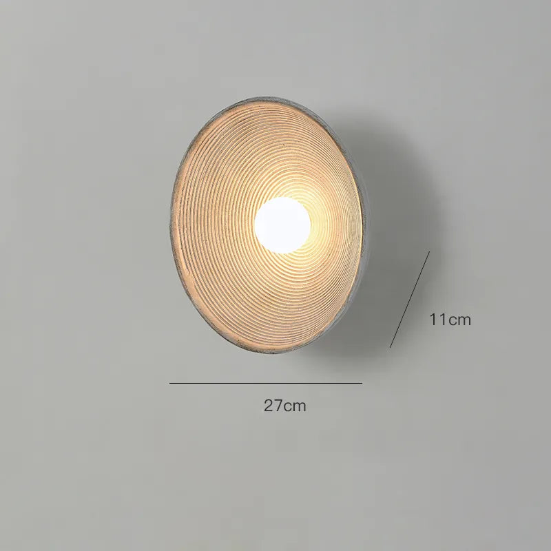Round Wood-Effect LED Wall Sconce