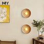Round Wood-Effect LED Wall Sconce
