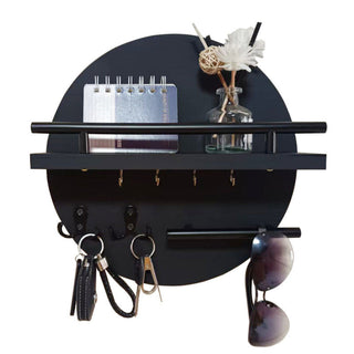 Round Wall Key Holder in Black