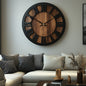 Rustic Wooden Wall Clock with Roman Numerals