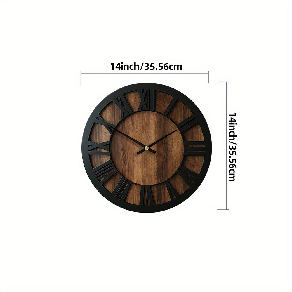 Rustic Wooden Wall Clock with Roman Numerals