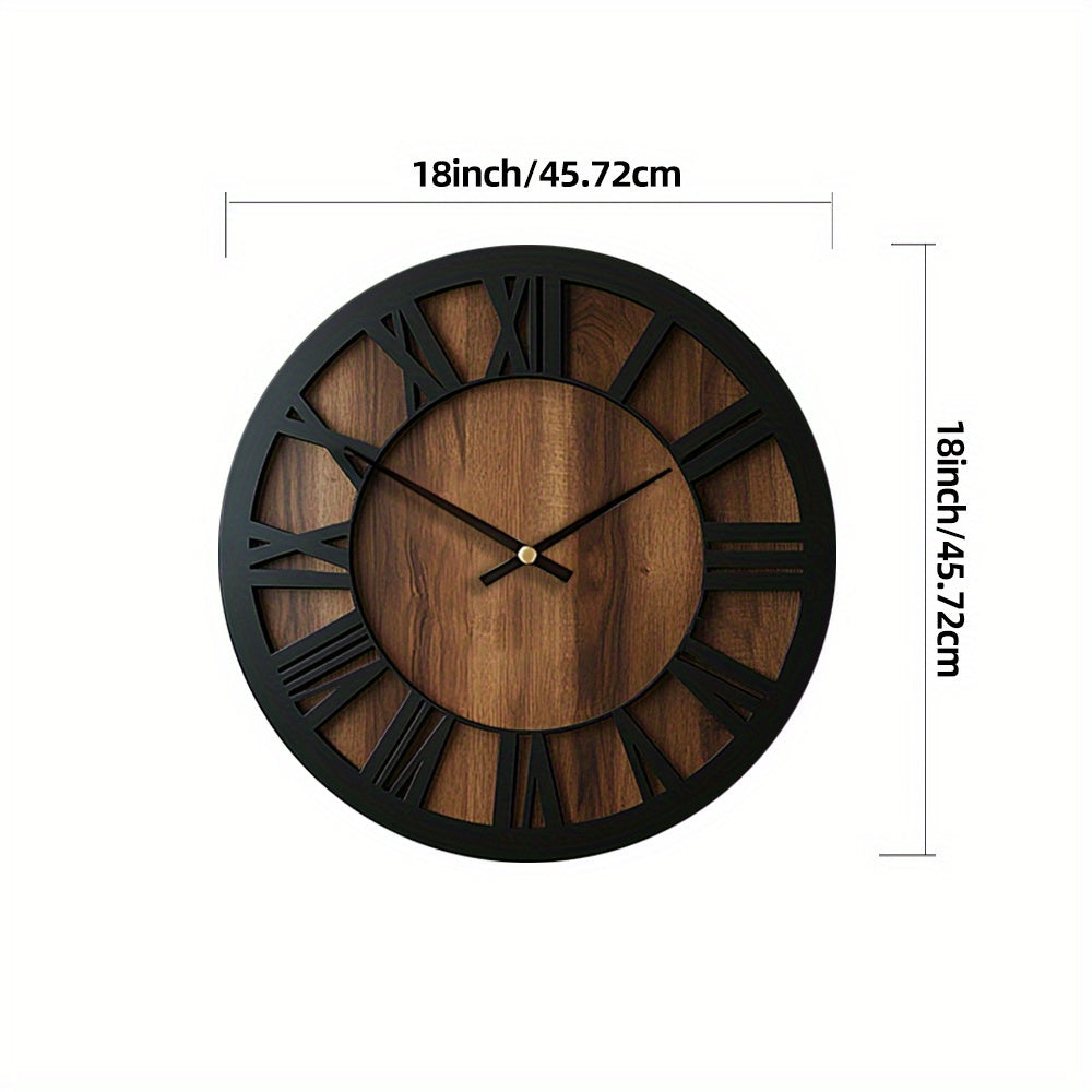 Rustic Wooden Wall Clock with Roman Numerals