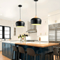 Iron and Wood-Grain Pendant Light