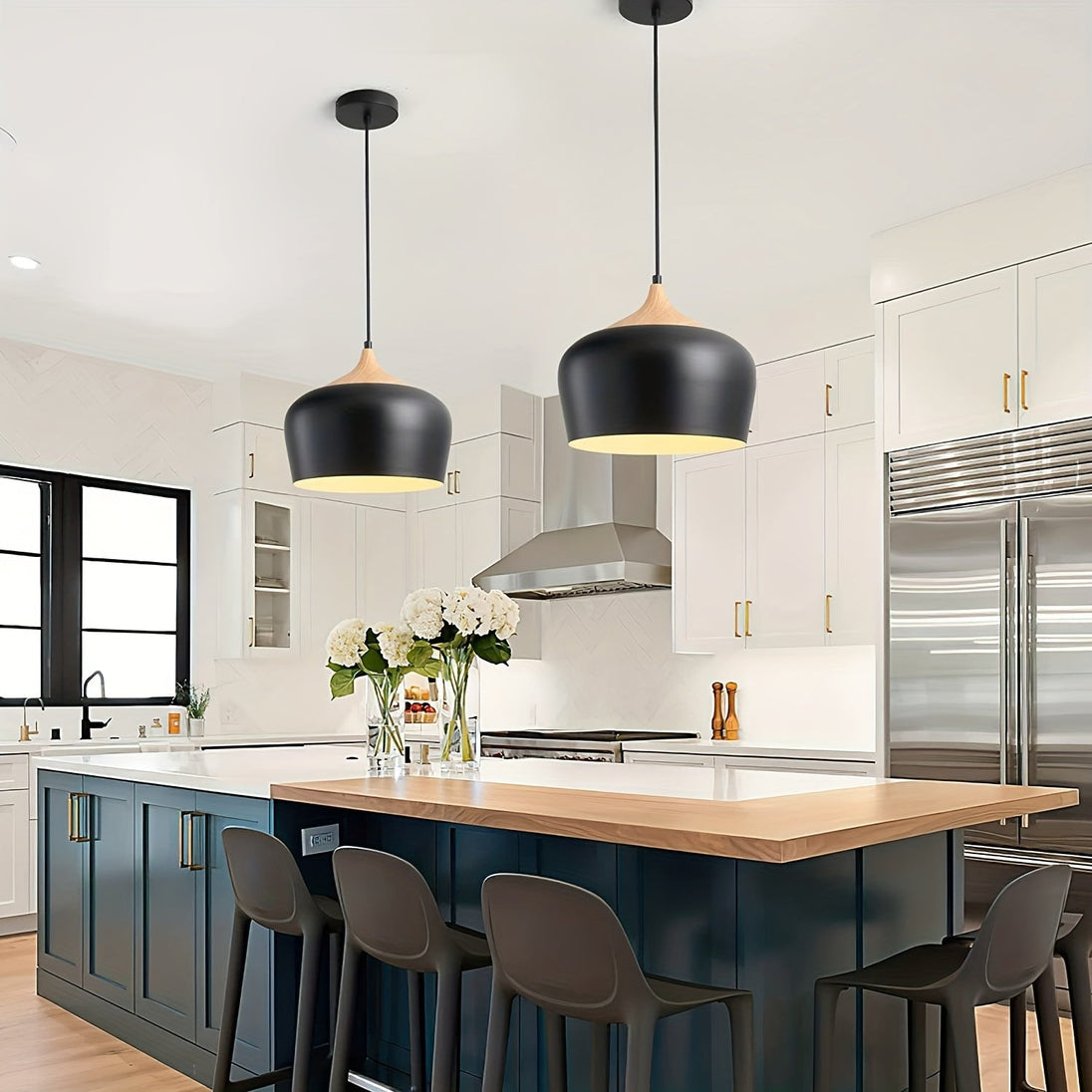 Iron and Wood-Grain Pendant Light – design detail