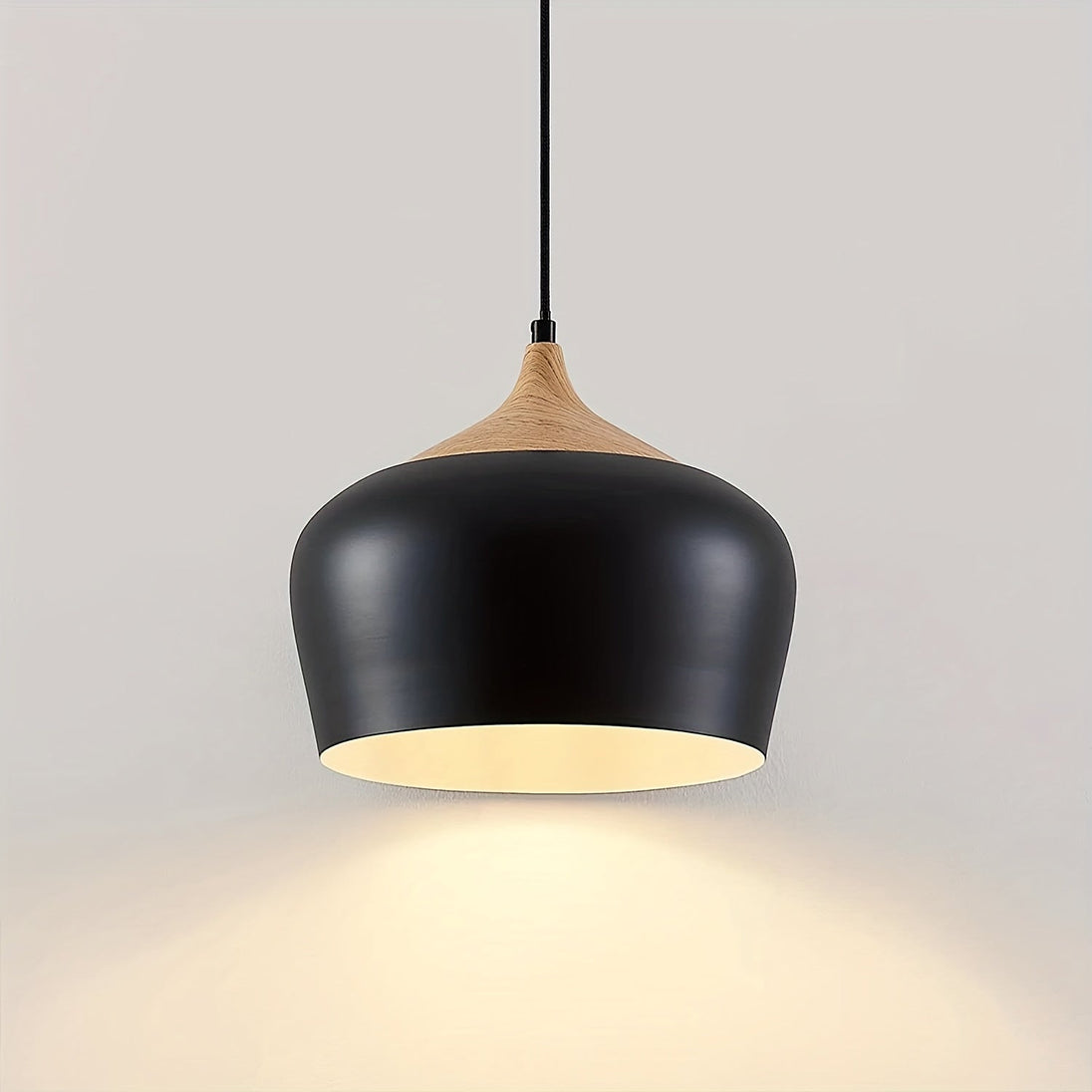 Iron and Wood-Grain Pendant Light – product photo