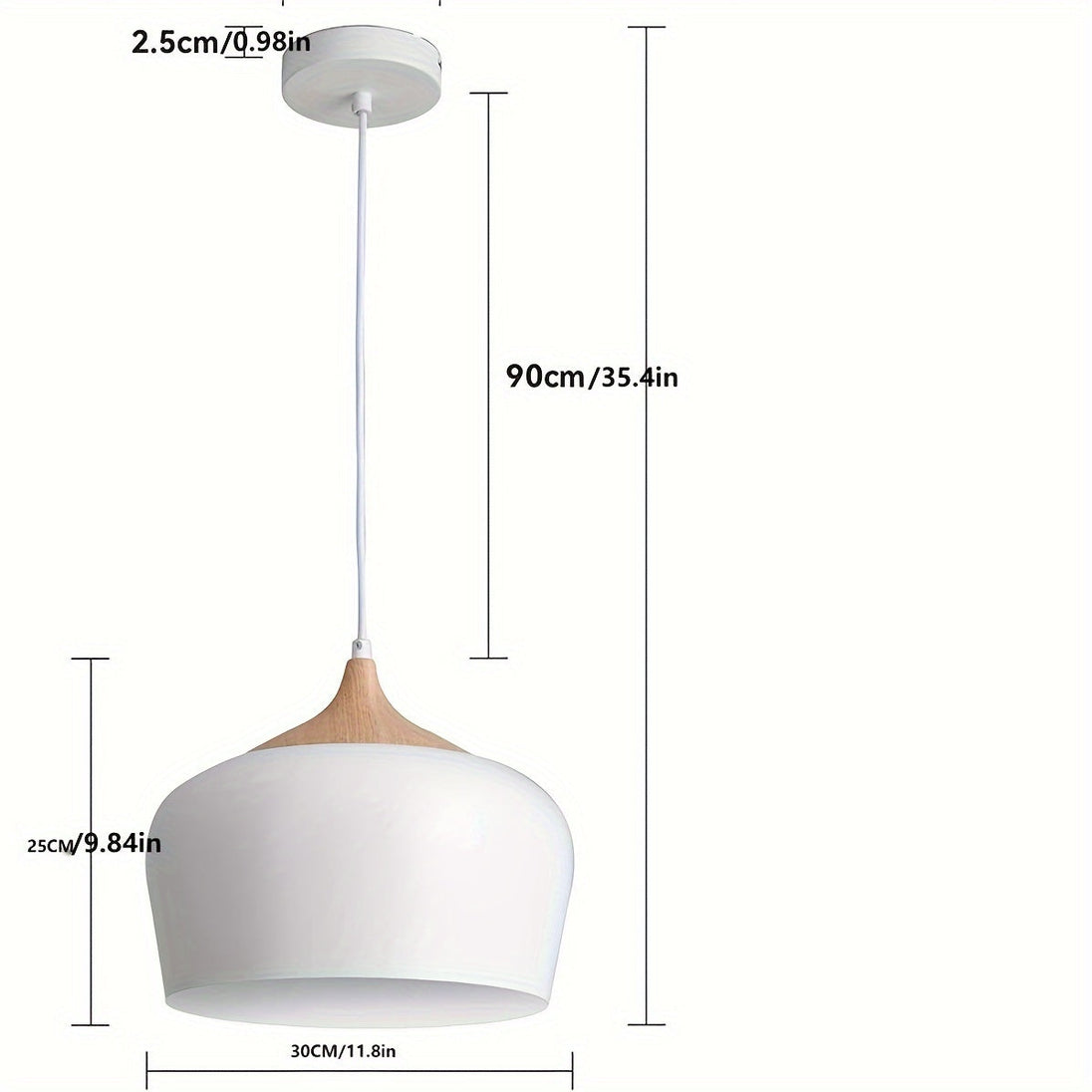 Iron and Wood-Grain Pendant Light – close-up