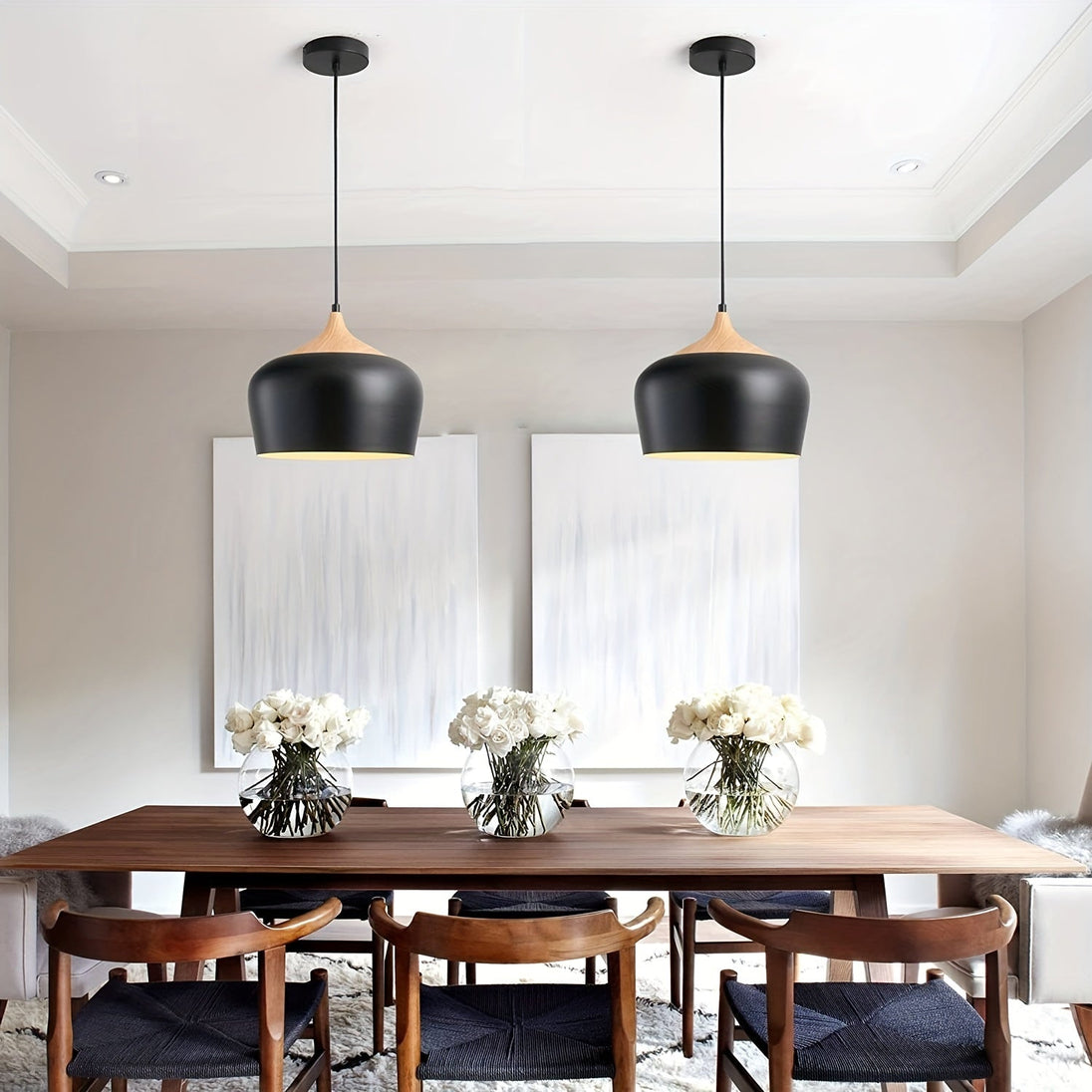 Iron and Wood-Grain Pendant Light – lifestyle photo