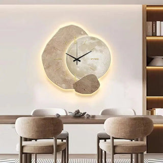 Scandinavian Metal and Wood Wall Clock in White
