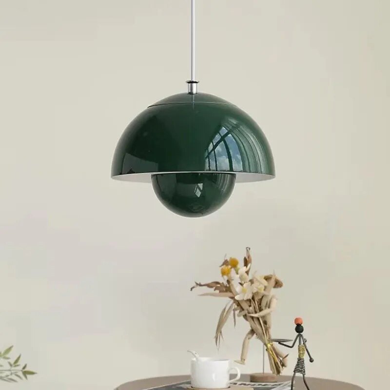 Scandinavian Metal Dome LED Pendant – in a room setting
