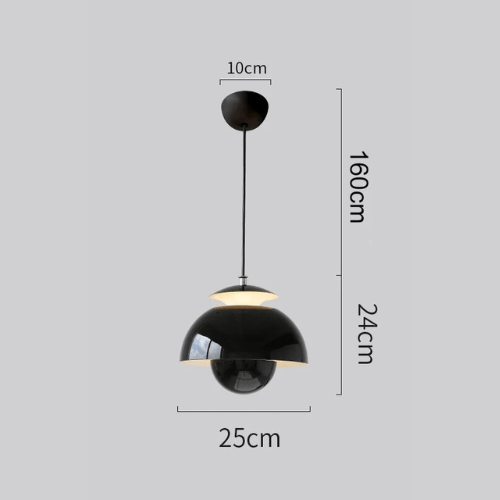 Scandinavian Metal Dome LED Pendant in Black