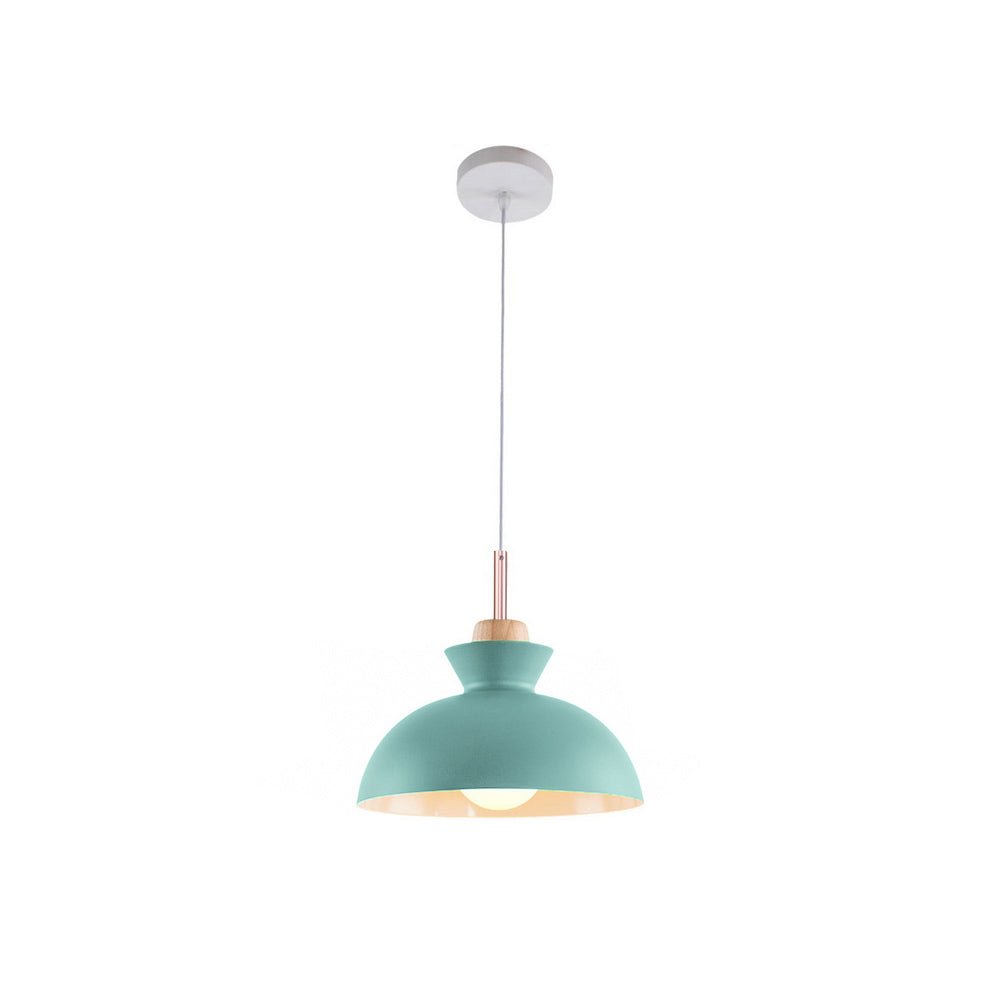 Scandinavian Metal Dome Pendant – Cyan