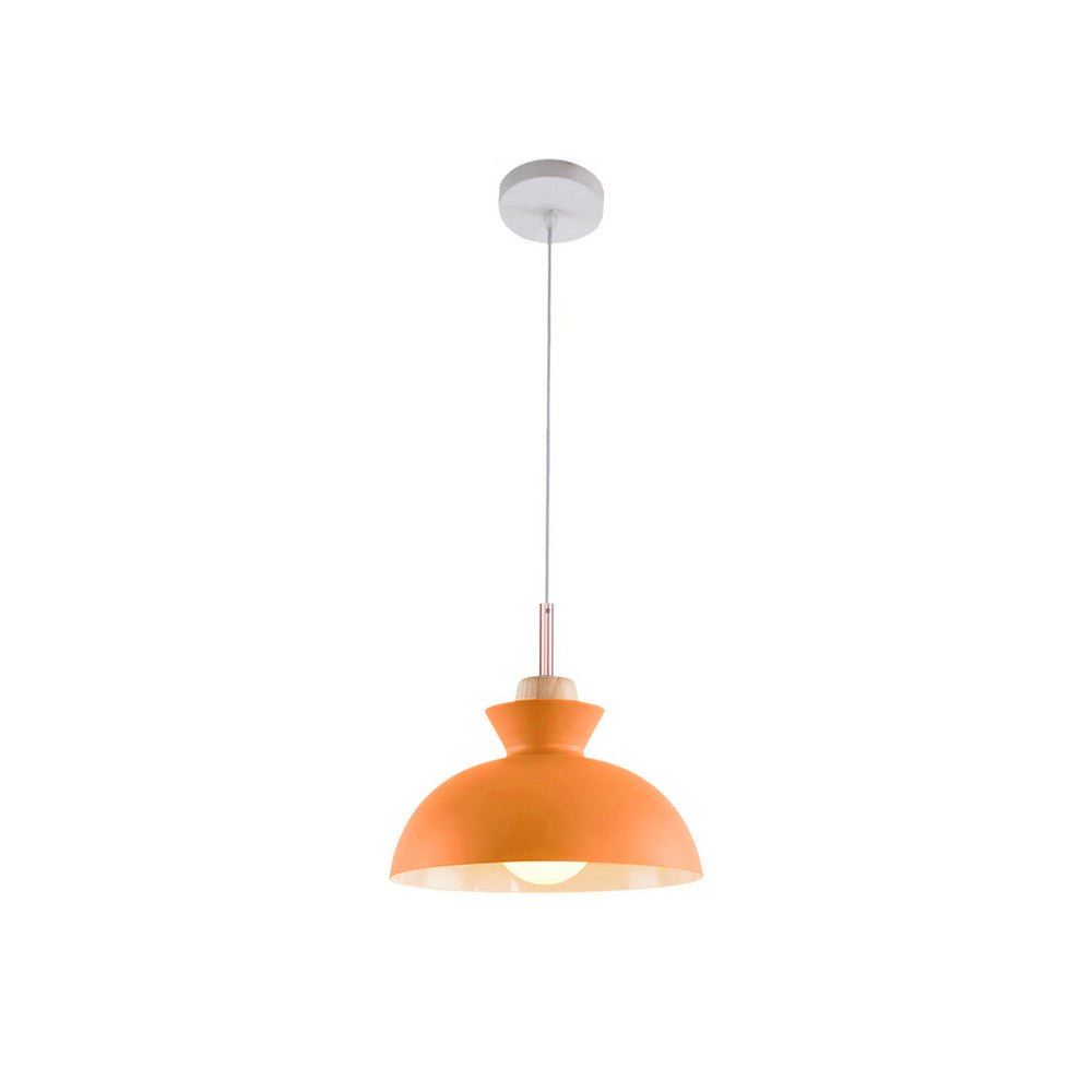 Scandinavian Metal Dome Pendant – Orange