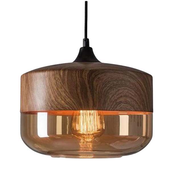 Scandinavian Wood and Glass Pendant Light – Type D