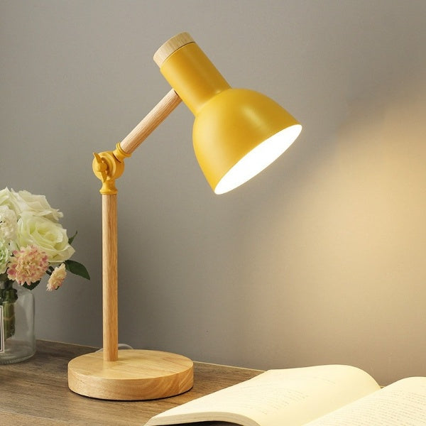 Wood and Metal LED Desk Lamp in Yellow