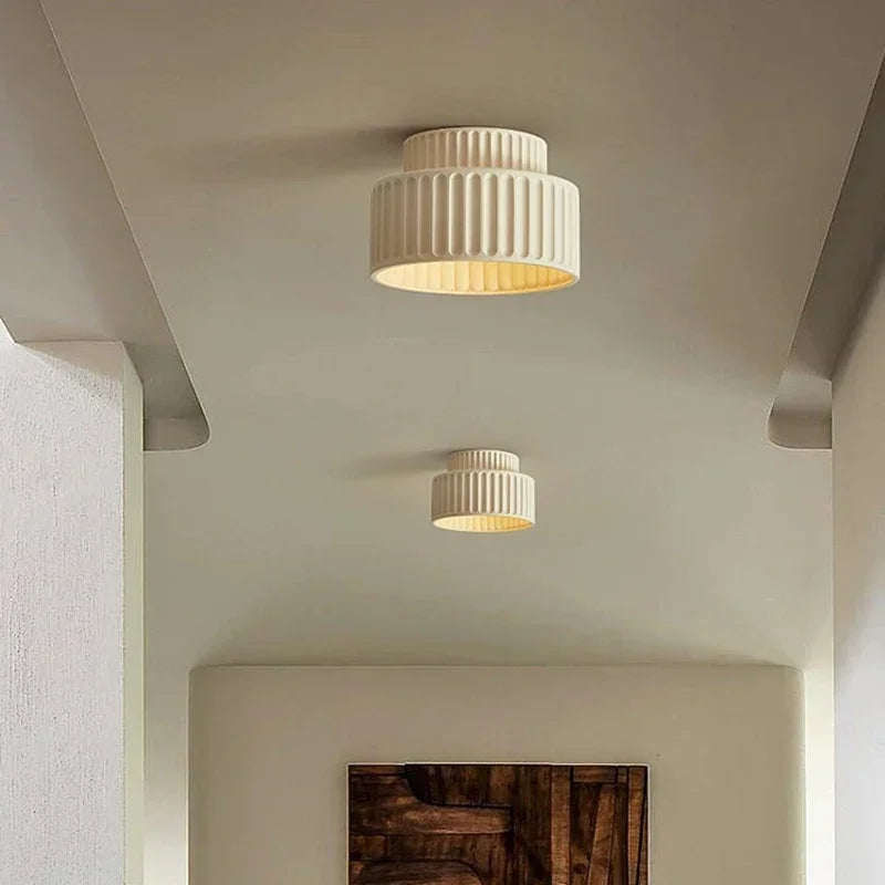 Ribbed Resin Ceiling Light in Beige