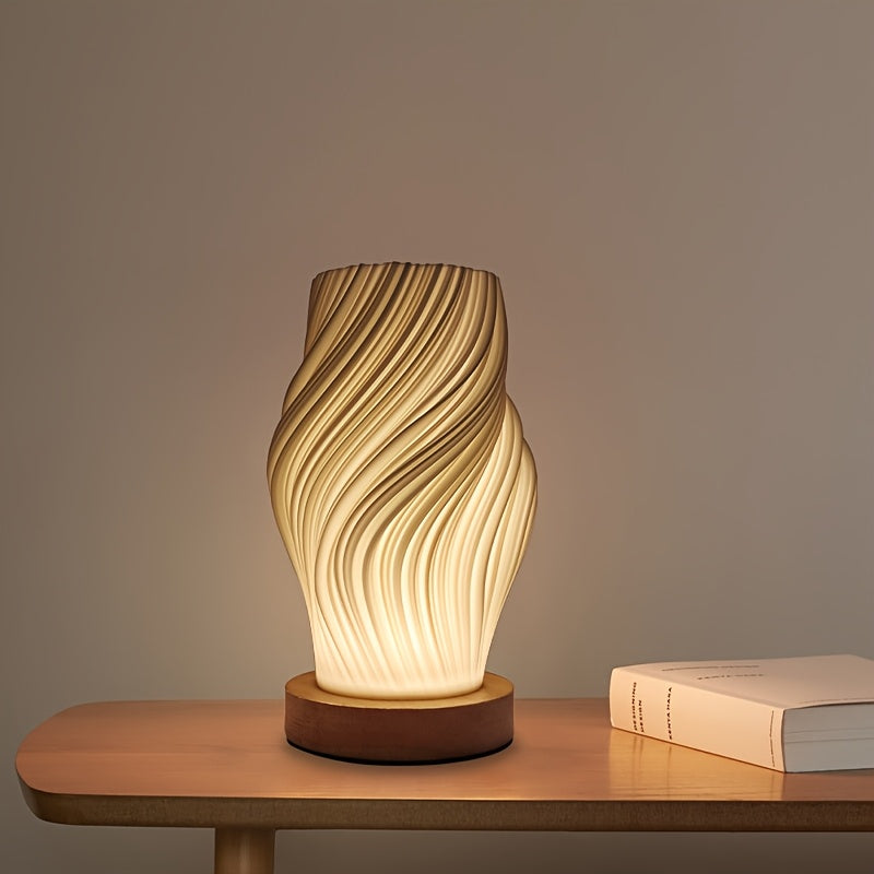 Sculptural Wave LED Table Lamp