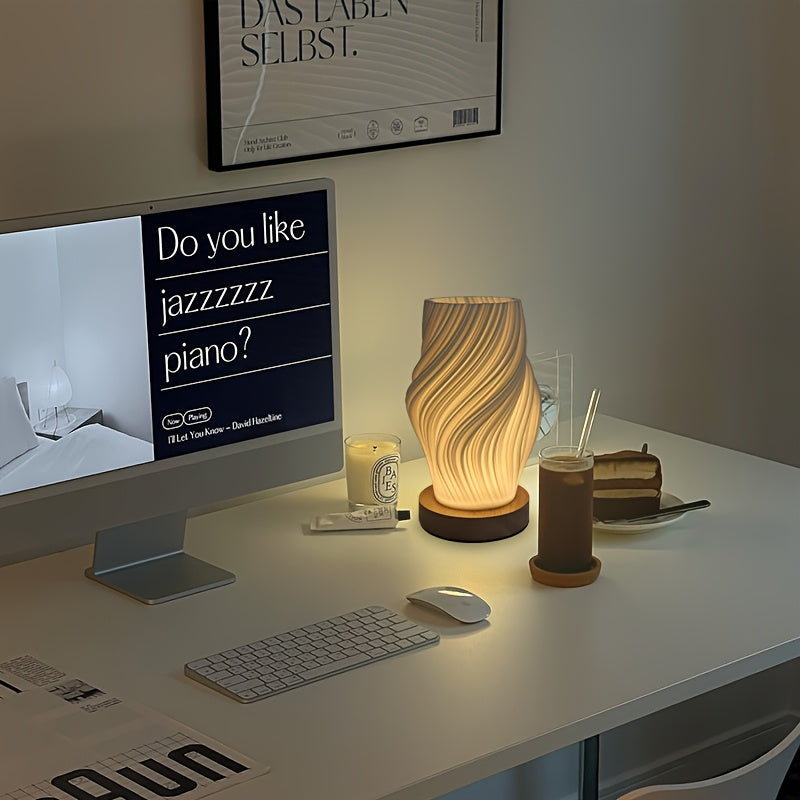 Sculptural Wave LED Table Lamp