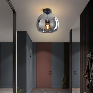 Semi-Flush Ceiling Light with Tinted Glass Bowl Shade
