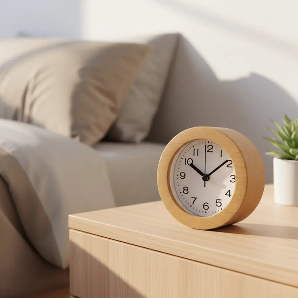 Silent Beech Wood Alarm Clock with Night Light