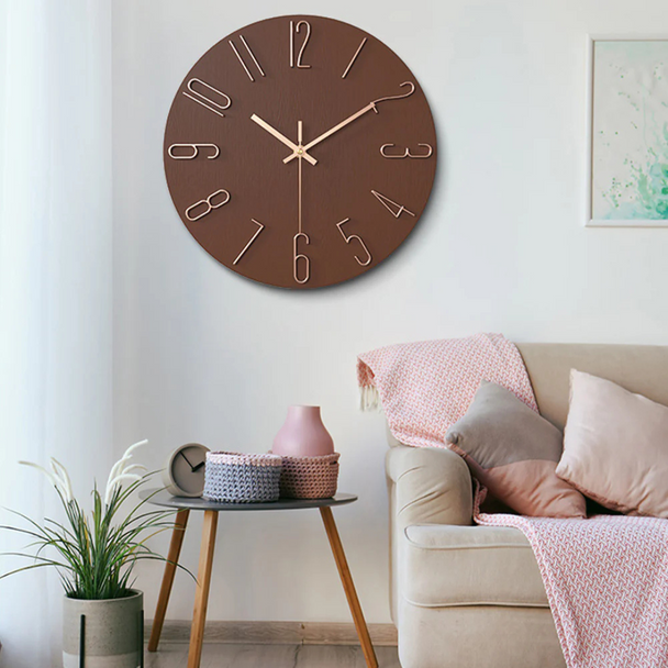 Round Wall Clock with Gold Numerals