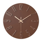 Round Wall Clock with Gold Numerals in Brown