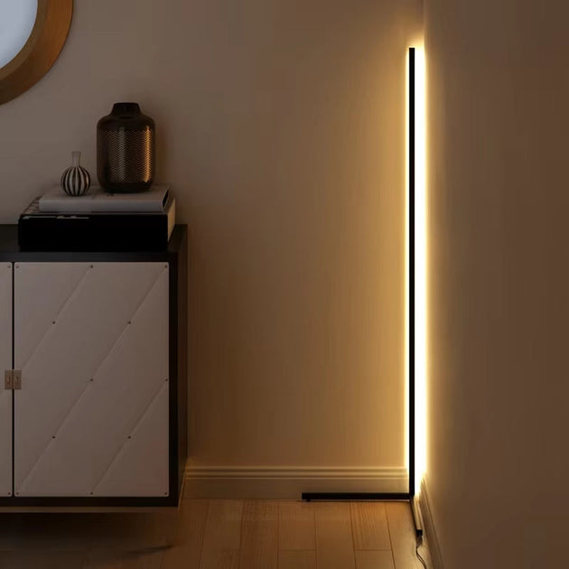 Slim LED Corner Floor Lamp with Remote Control