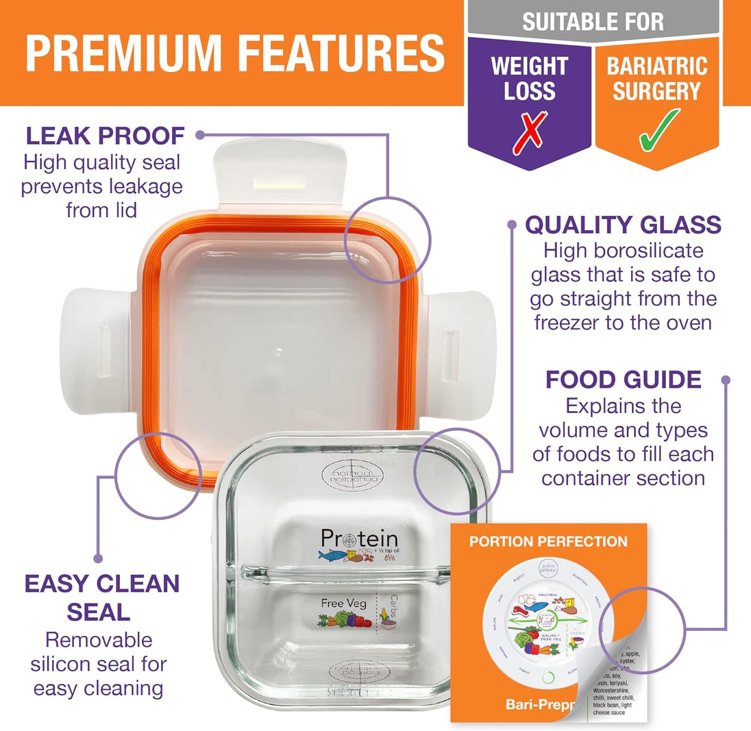 Small Glass Meal Prep Containers, 3-Pack