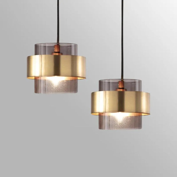 Smoked Glass Cylinder Pendant