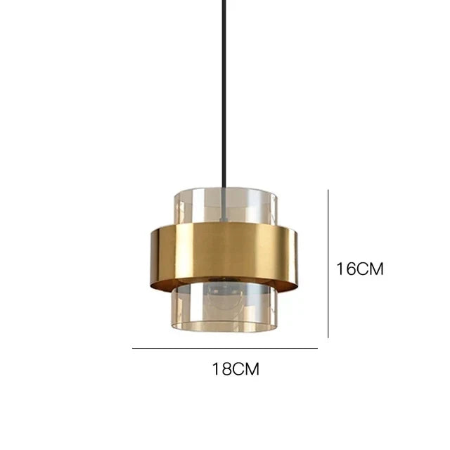 Smoked Glass Cylinder Pendant – Amber