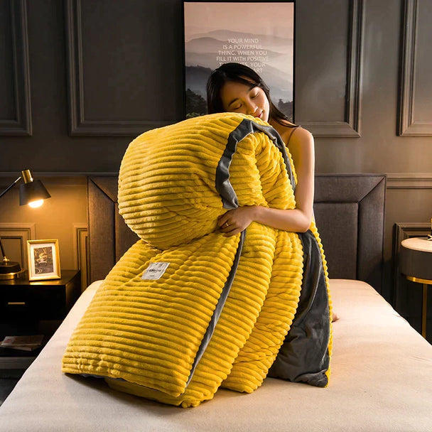 Soft Velvet Fleece Duvet Cover in Yellow