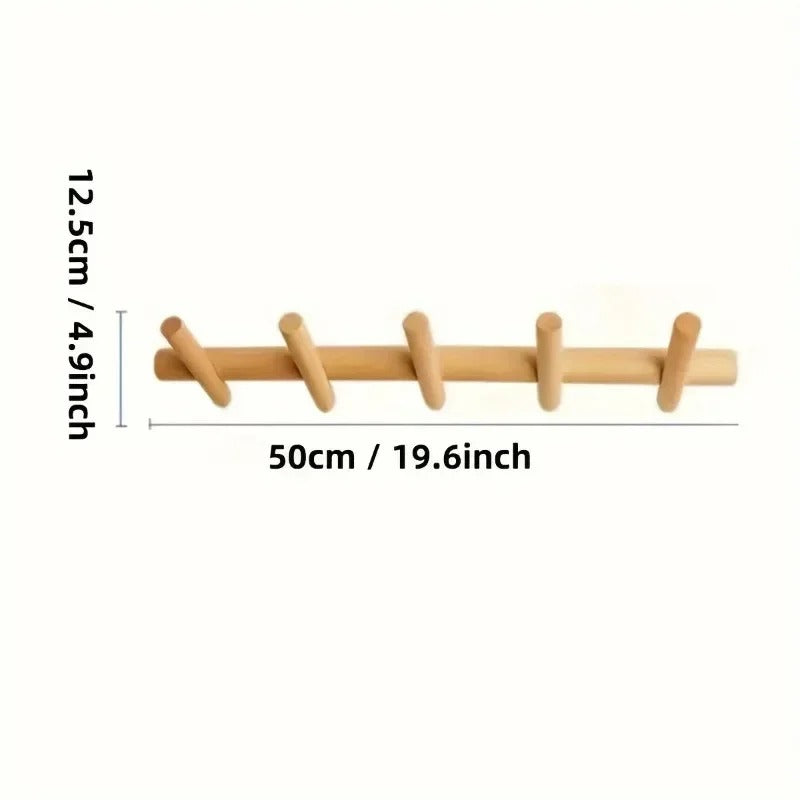 Solid Oak Wall Coat Rack – in a room setting