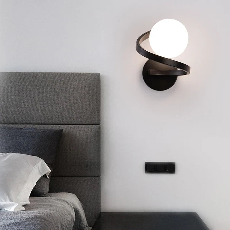 Spiral Band LED Wall Light – Black – 1 Globe