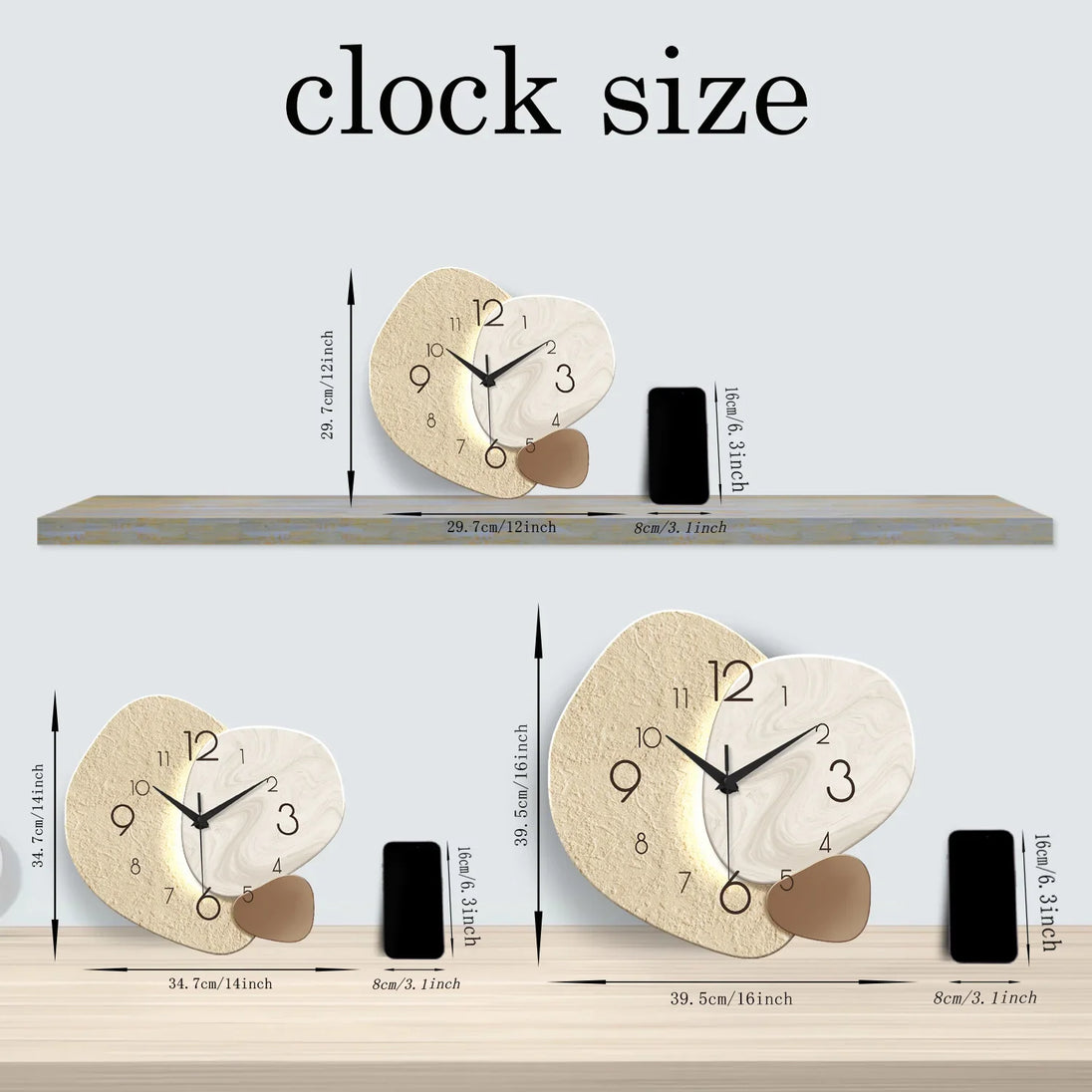Modern Stone-Effect Wall Clock – alternative angle