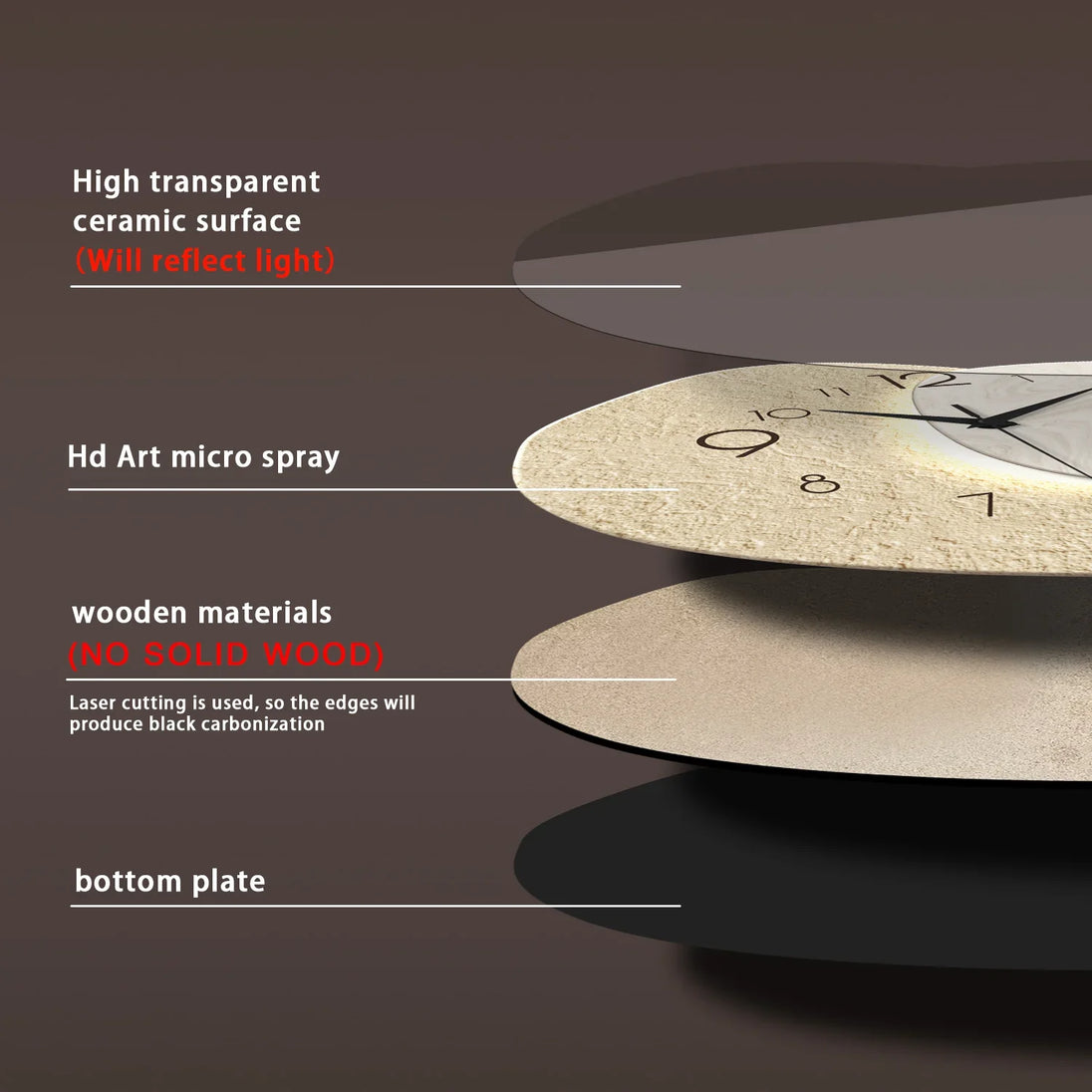Modern Stone-Effect Wall Clock – size overview