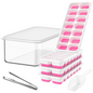 Stackable Silicone Ice Cube Trays with Storage Box in White / Pink