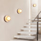 Stone and Wood Globe Wall Lamp