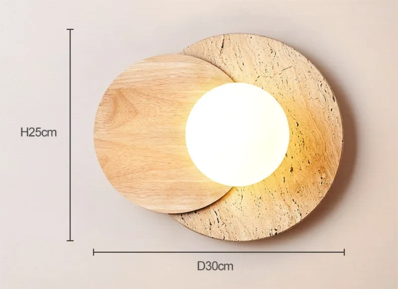 Stone and Wood Globe Wall Lamp