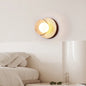 Stone and Wood Globe Wall Lamp – Natural Wood