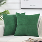 Striped Corduroy Cushion Cover in Green