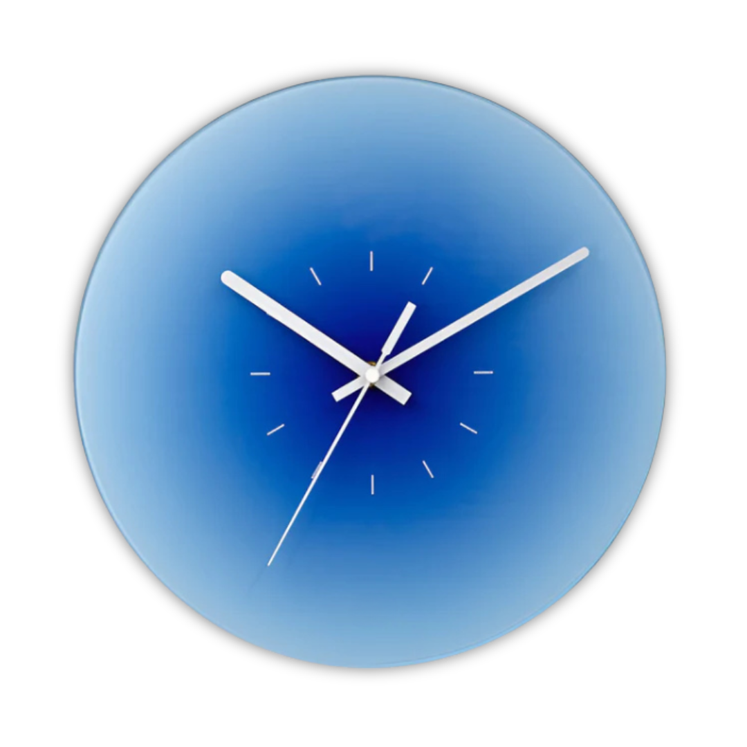 Sunset Gradient Glass Wall Clock – Blue