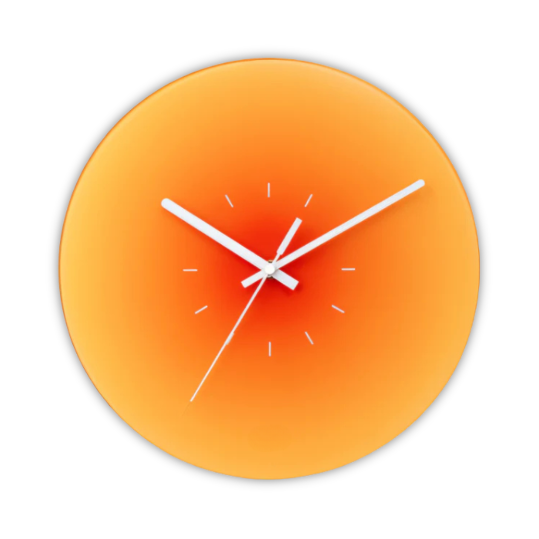 Sunset Gradient Glass Wall Clock – Orange