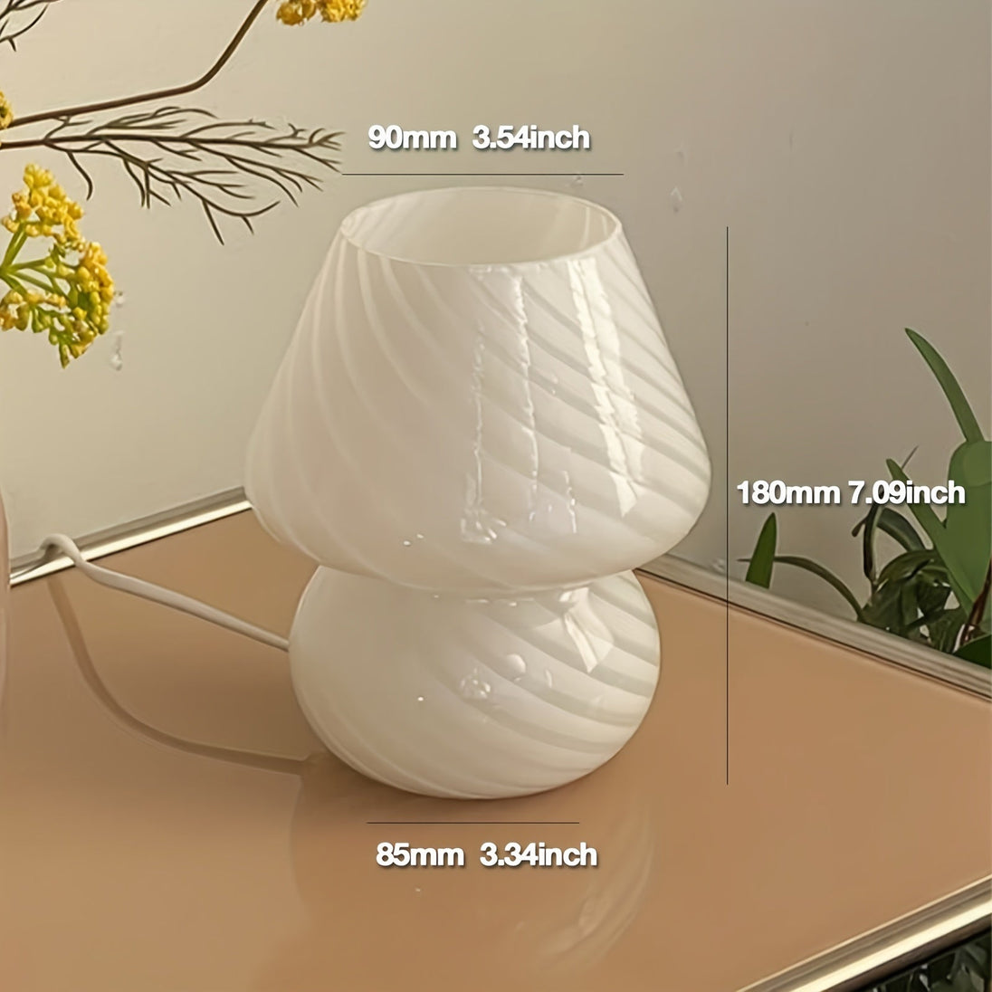Swirled Glass Mushroom Lamp – detail view