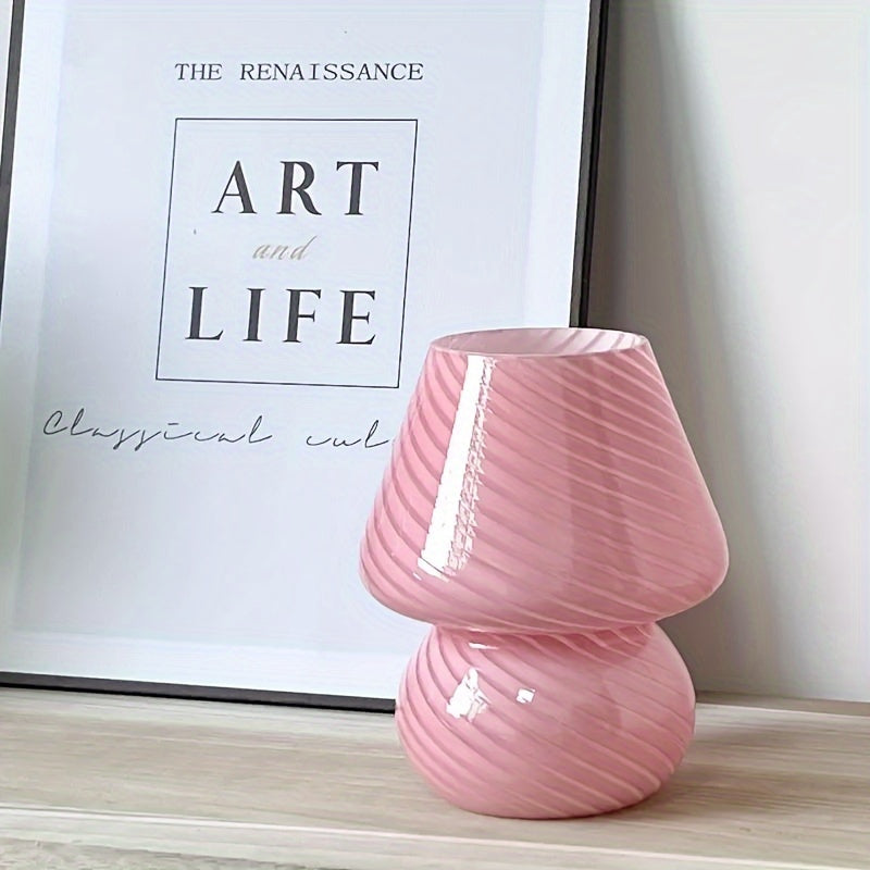 Swirled Glass Mushroom Lamp – close-up