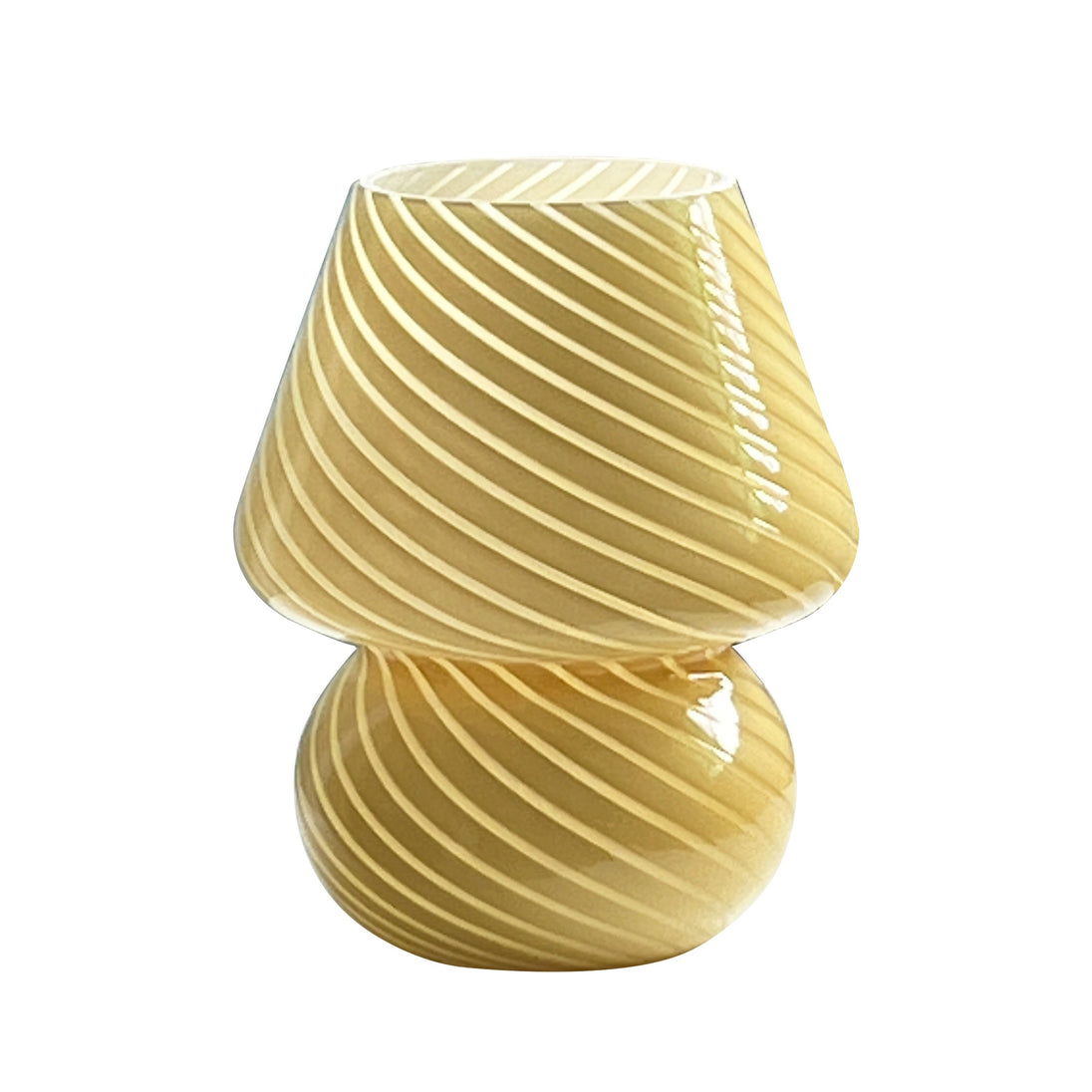 Swirled Glass Mushroom Lamp in Beige
