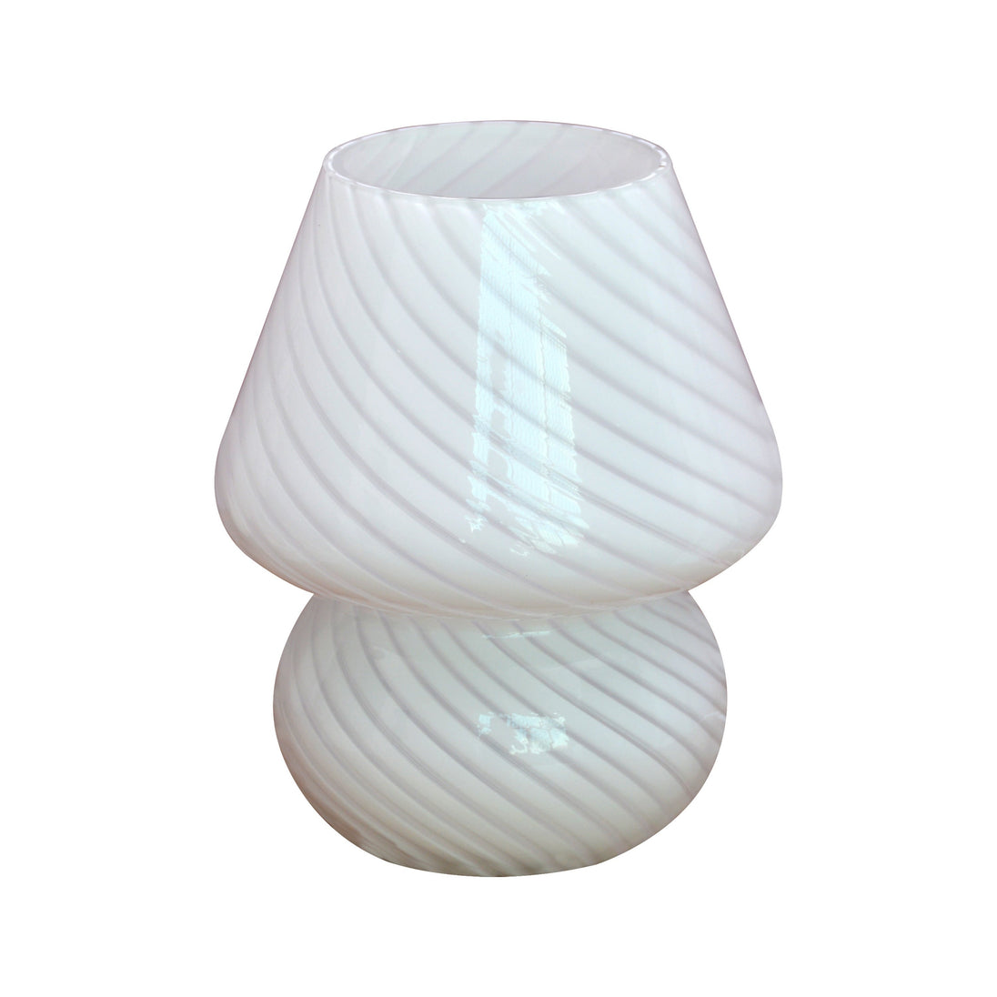 Swirled Glass Mushroom Lamp in White